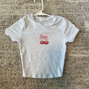 Garage Coquette Cherry Bow Baby Tee - Super Soft!